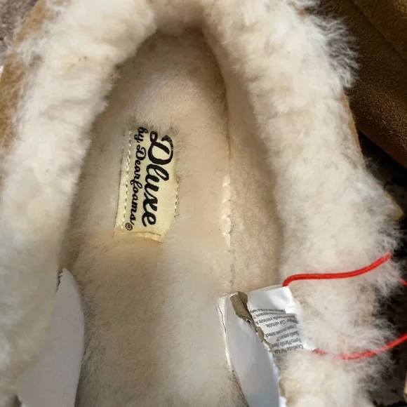 NWT Dluxe by Dearfoama men’s genuine shearling warm & comfy slippers shoes 11 - Picture 3 of 11